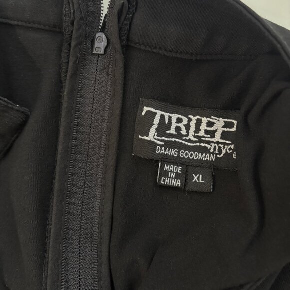 Tripp NYC Goth Black Asymmetrical Hem Dress Sz XL Eyelet Waist Sleeveless Witchy - Picture 4 of 10